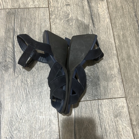 • Arche • Women’s Open Toe Strappy Wedge Sandals Navy Blue Suede Leather  38 - Picture 4 of 5